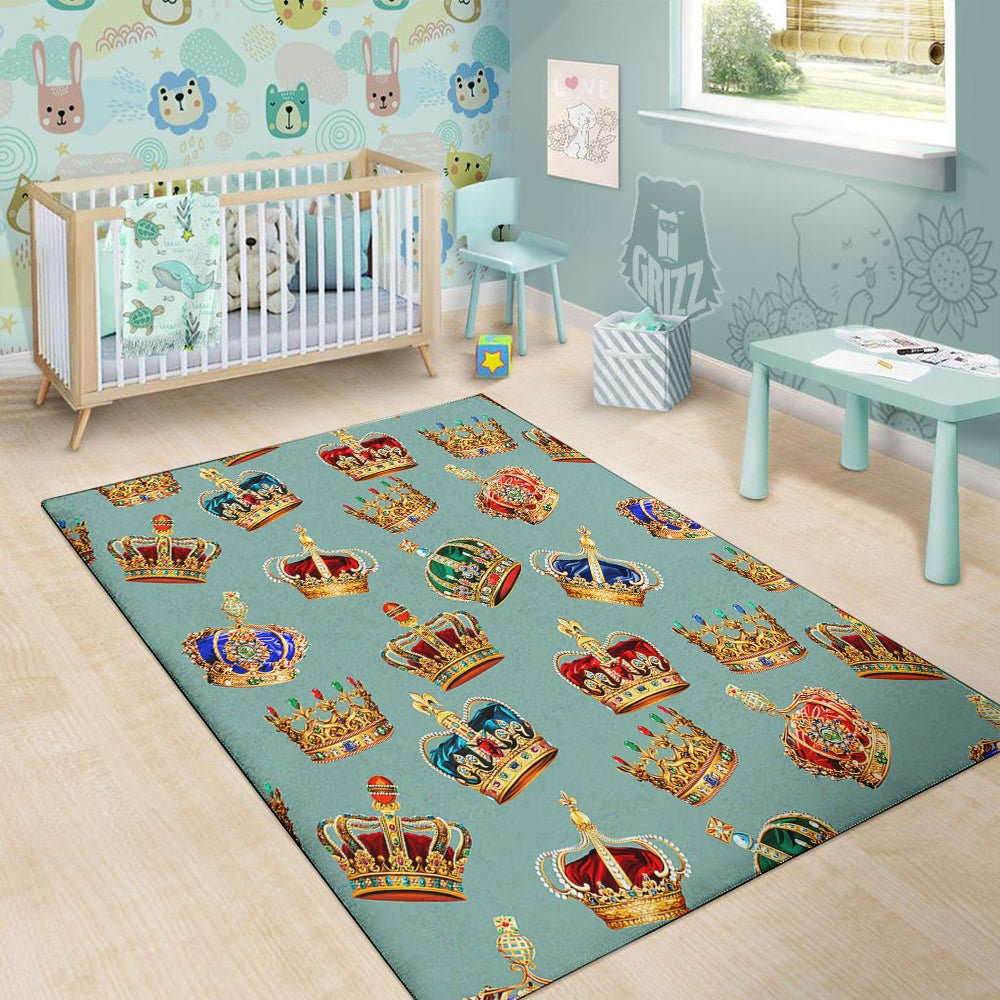 Crown Vintage Print Pattern Floor Mat-grizzshop