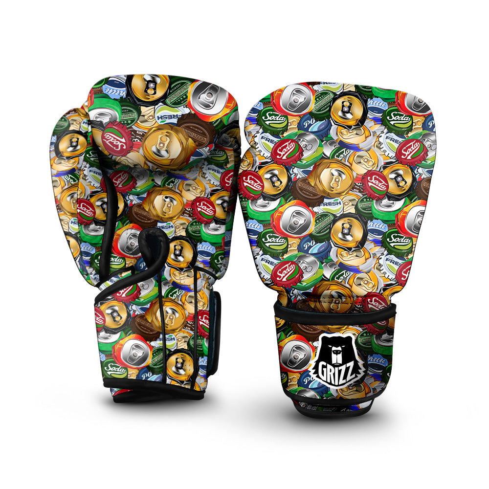 Crumpled Cans And Caps Print Pattern Boxing Gloves-grizzshop