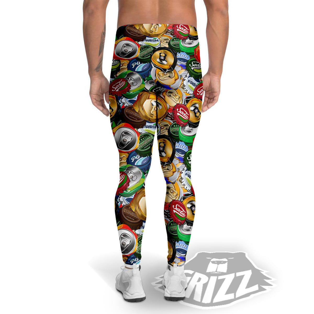 Crumpled Cans And Caps Print Pattern Men's Leggings-grizzshop