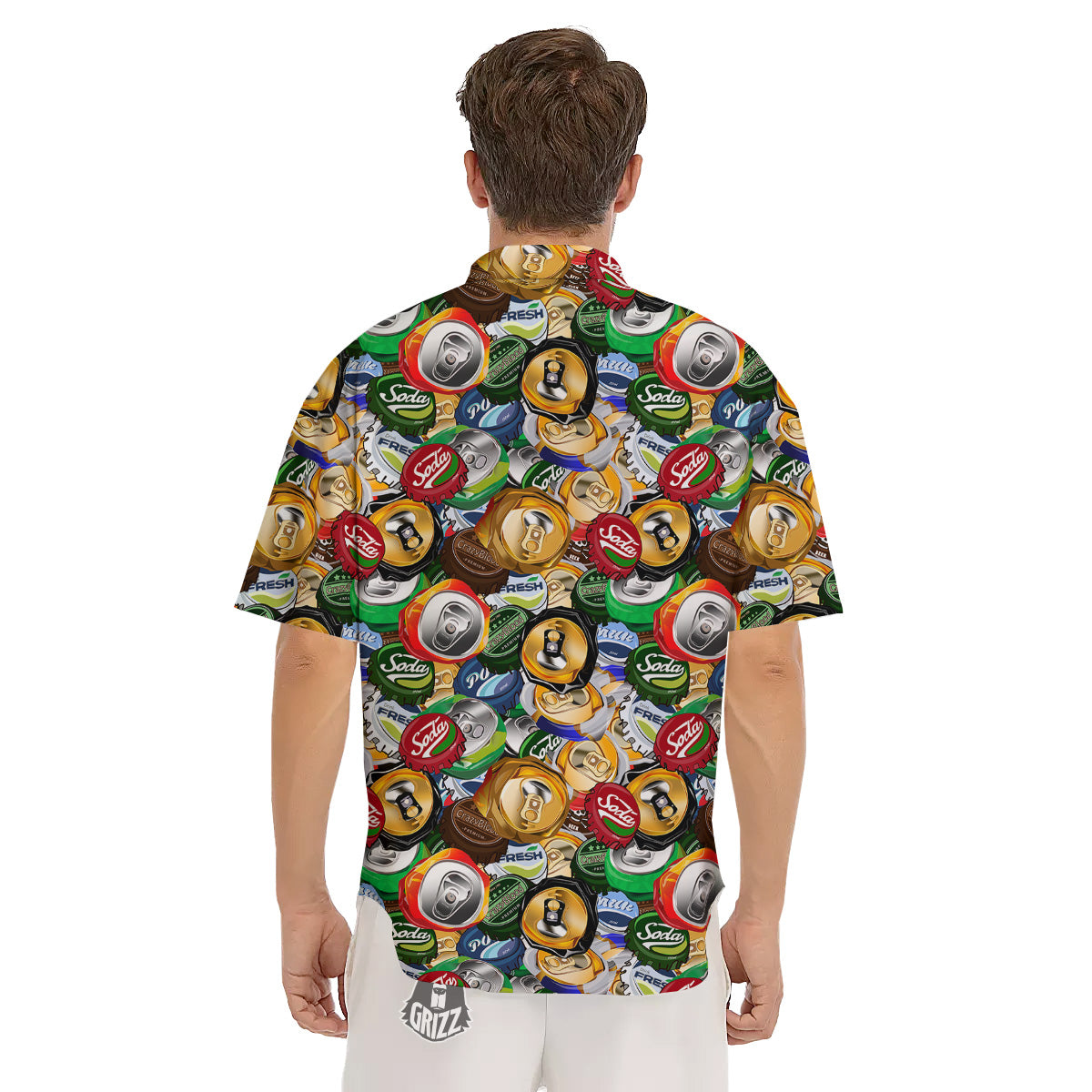 Crumpled Cans And Caps Print Pattern Men's Short Sleeve Shirts-grizzshop