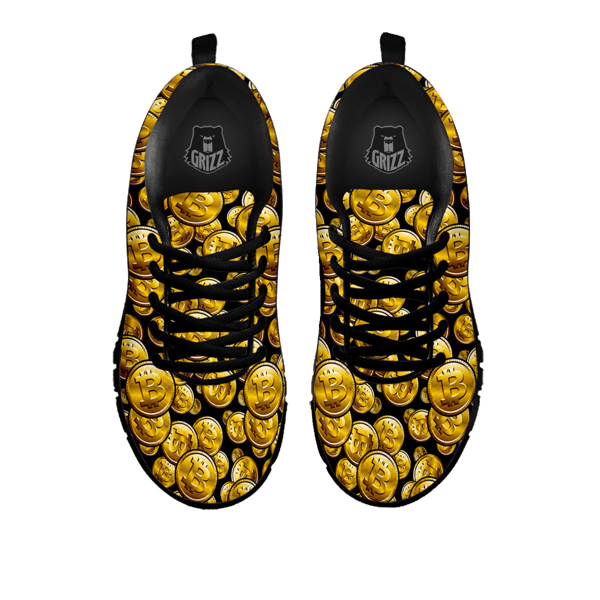 Crypto Bitcoin Print Pattern Black Sneaker-grizzshop