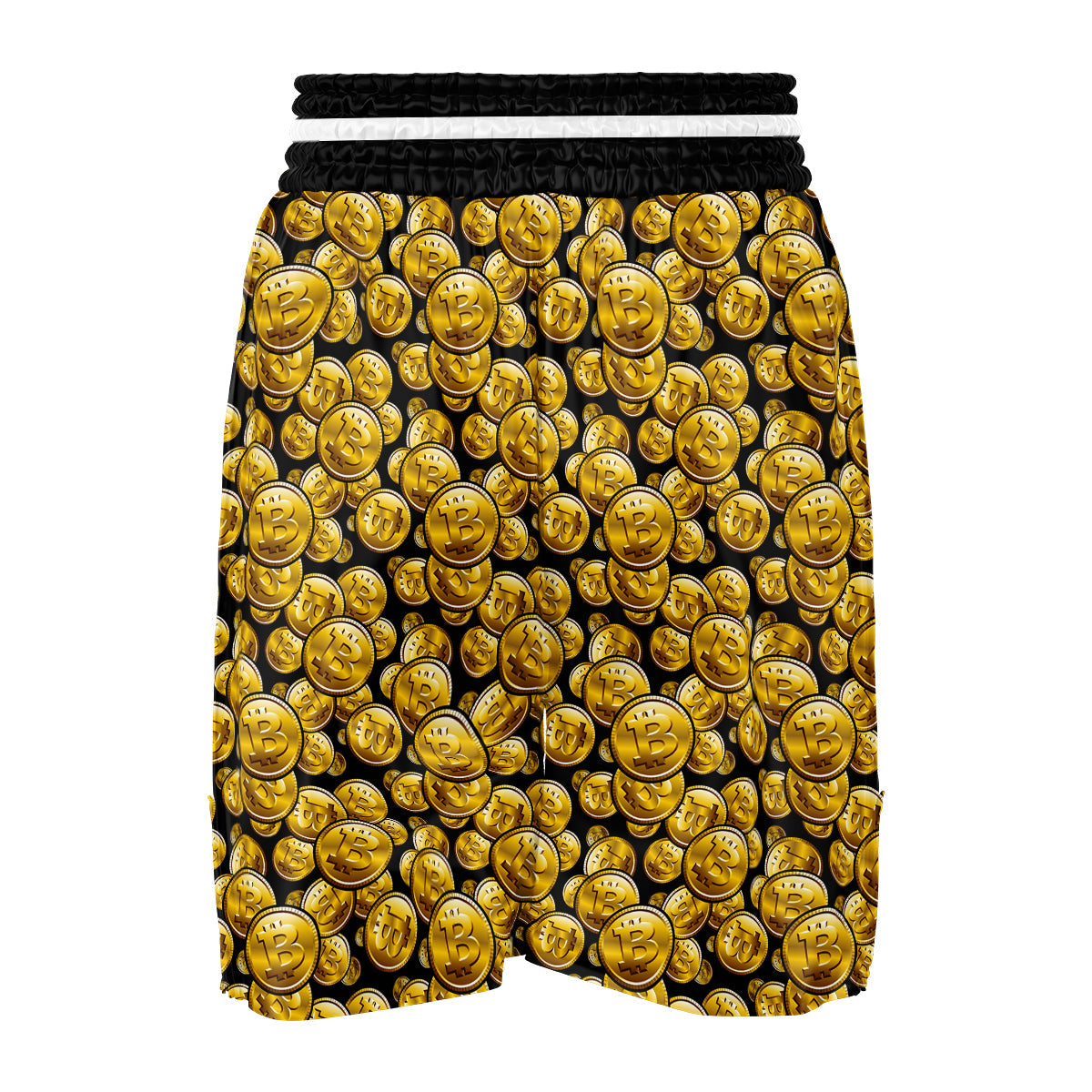 Crypto Bitcoin Print Pattern Boxing Shorts-grizzshop