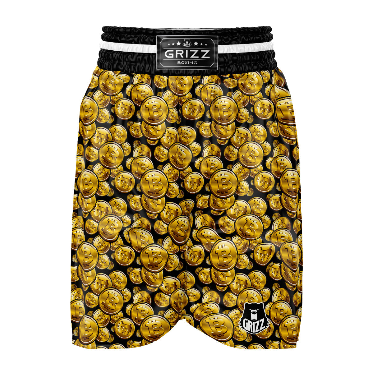 Crypto Bitcoin Print Pattern Boxing Shorts-grizzshop