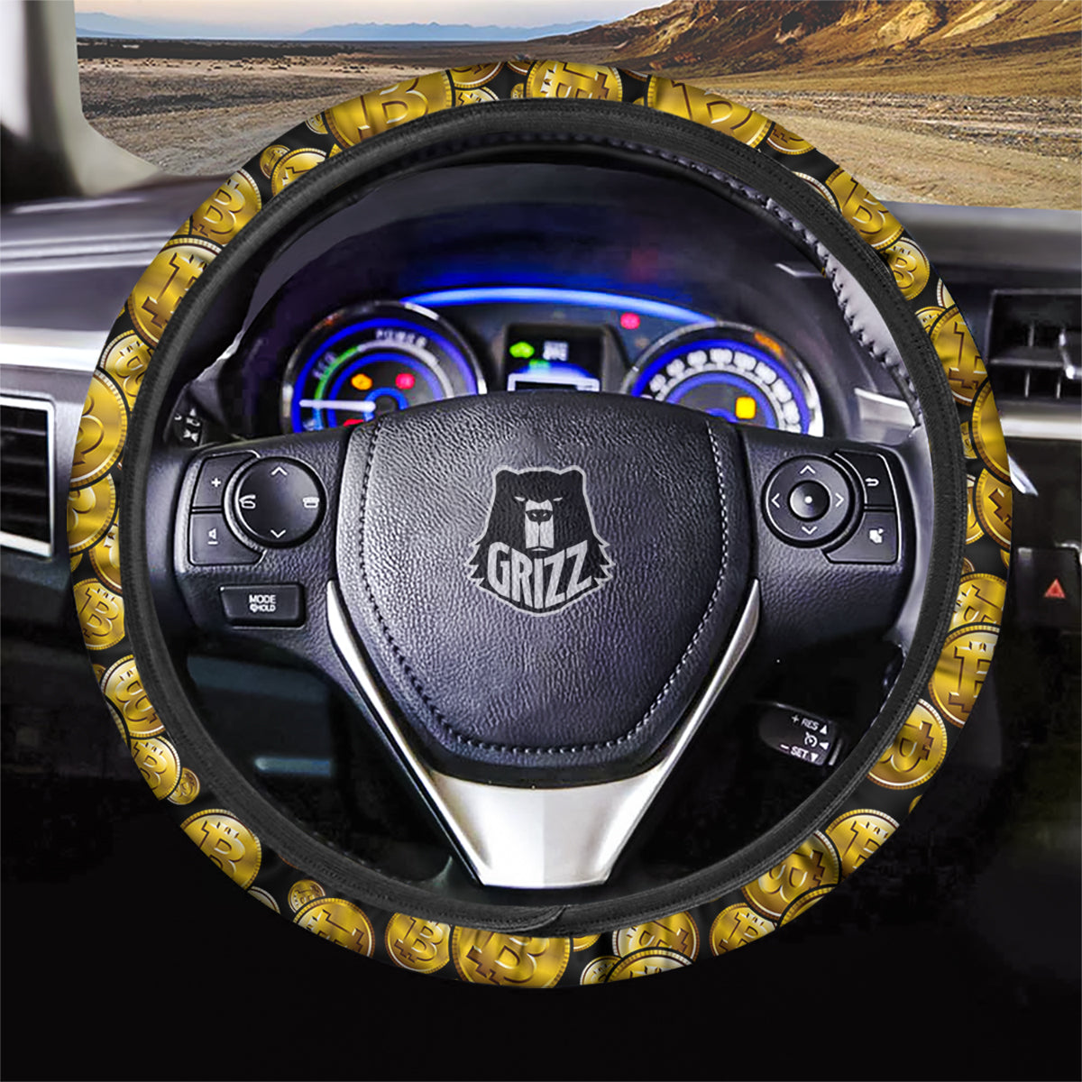 Crypto Bitcoin Print Pattern Car Steering Wheel Cover-grizzshop