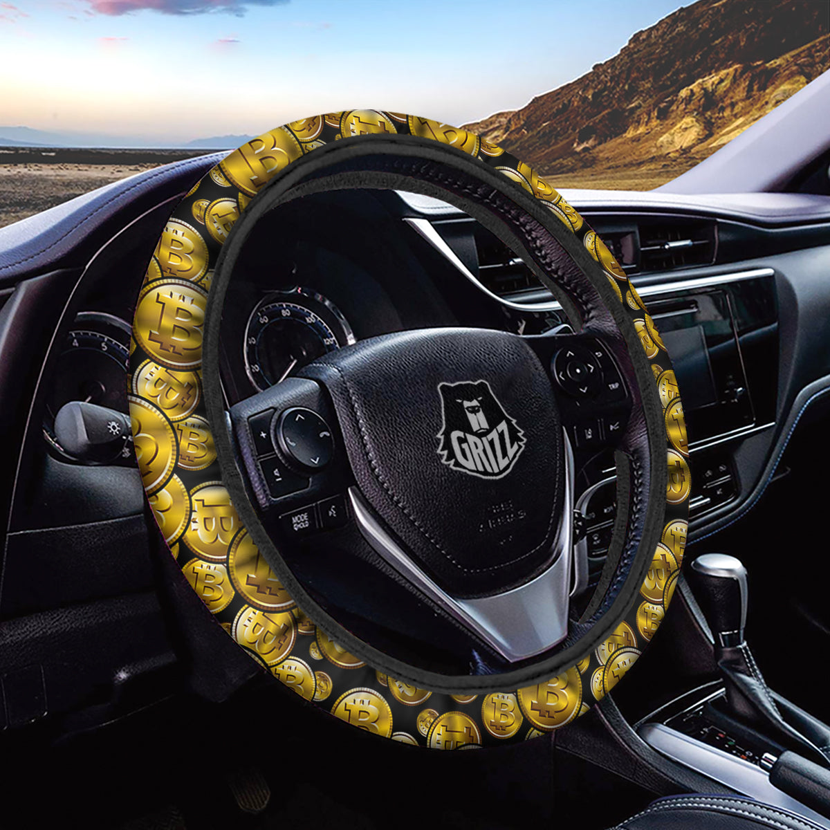 Crypto Bitcoin Print Pattern Car Steering Wheel Cover-grizzshop