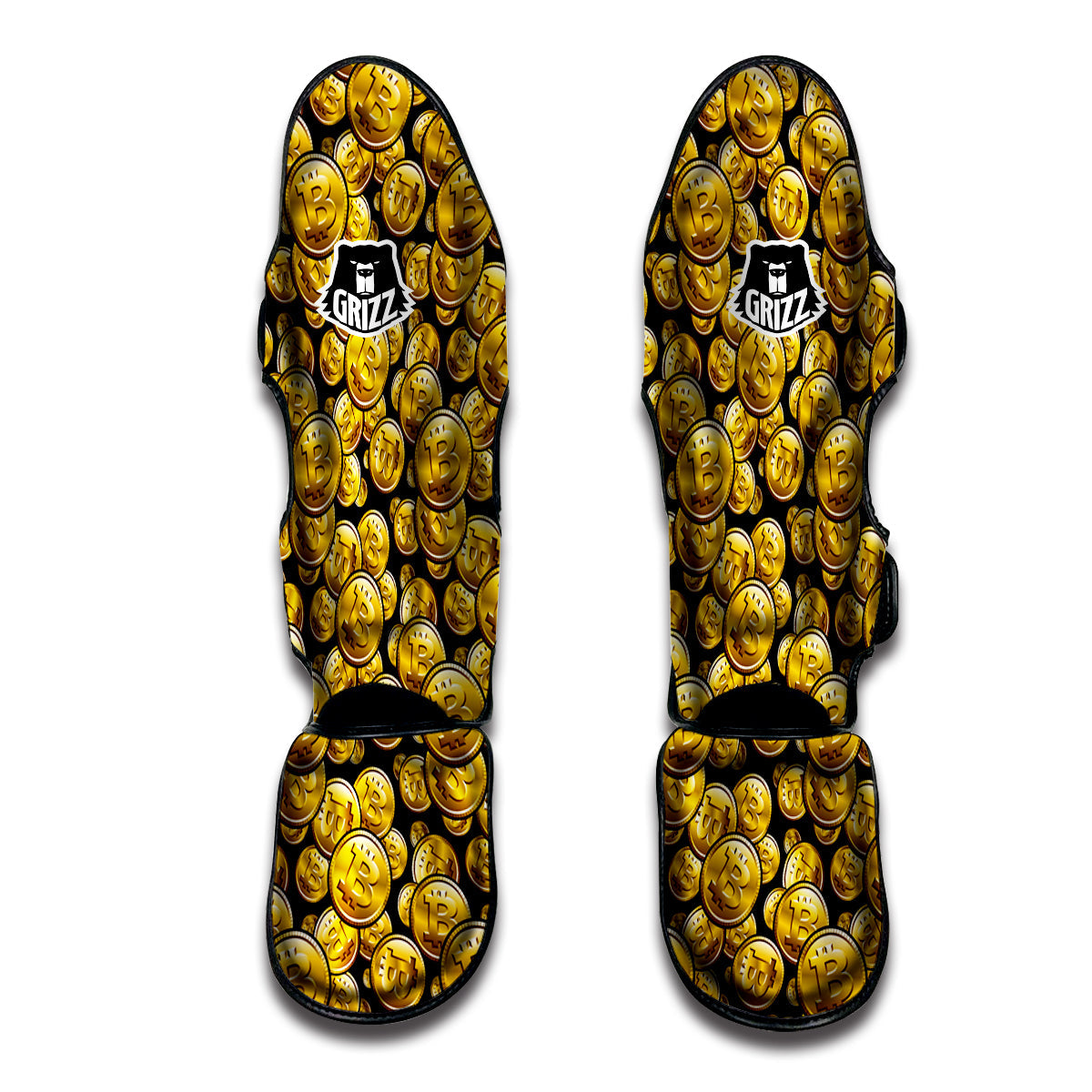Crypto Bitcoin Print Pattern Muay Thai Shin Guards-grizzshop