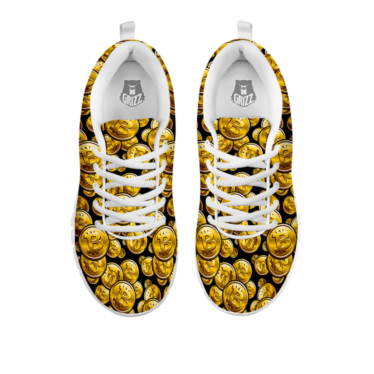 Crypto Bitcoin Print Pattern White Sneaker-grizzshop
