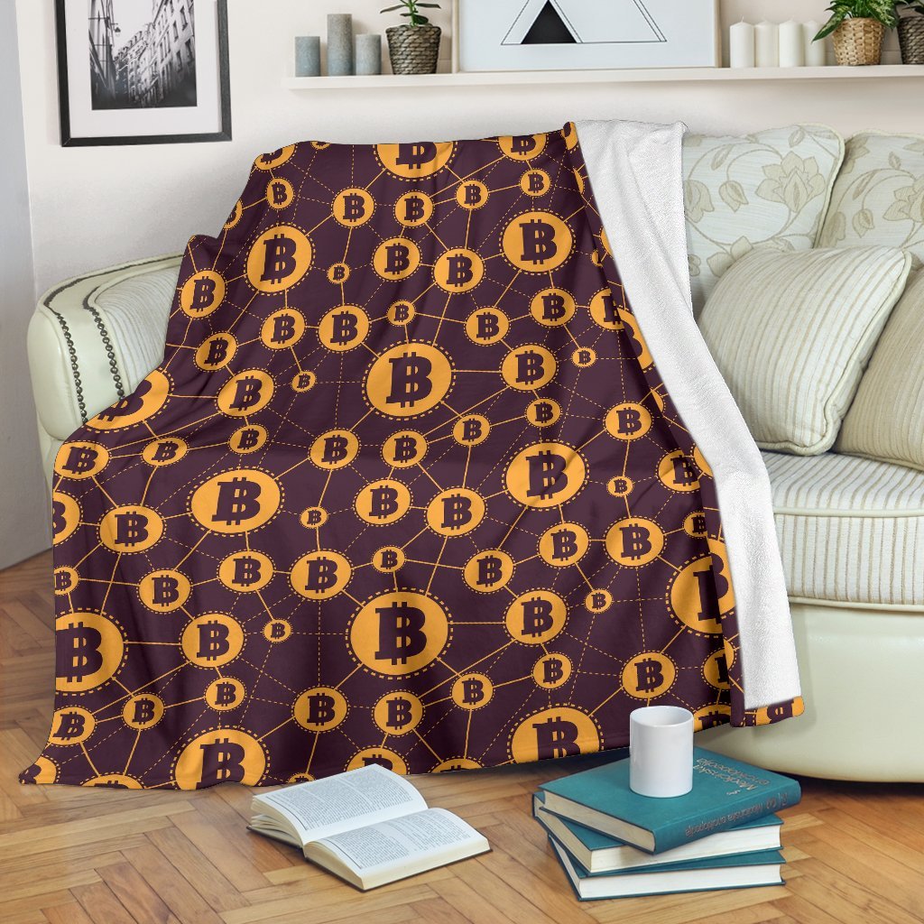 Cryptocurrency Bitcoin Pattern Print Blanket-grizzshop