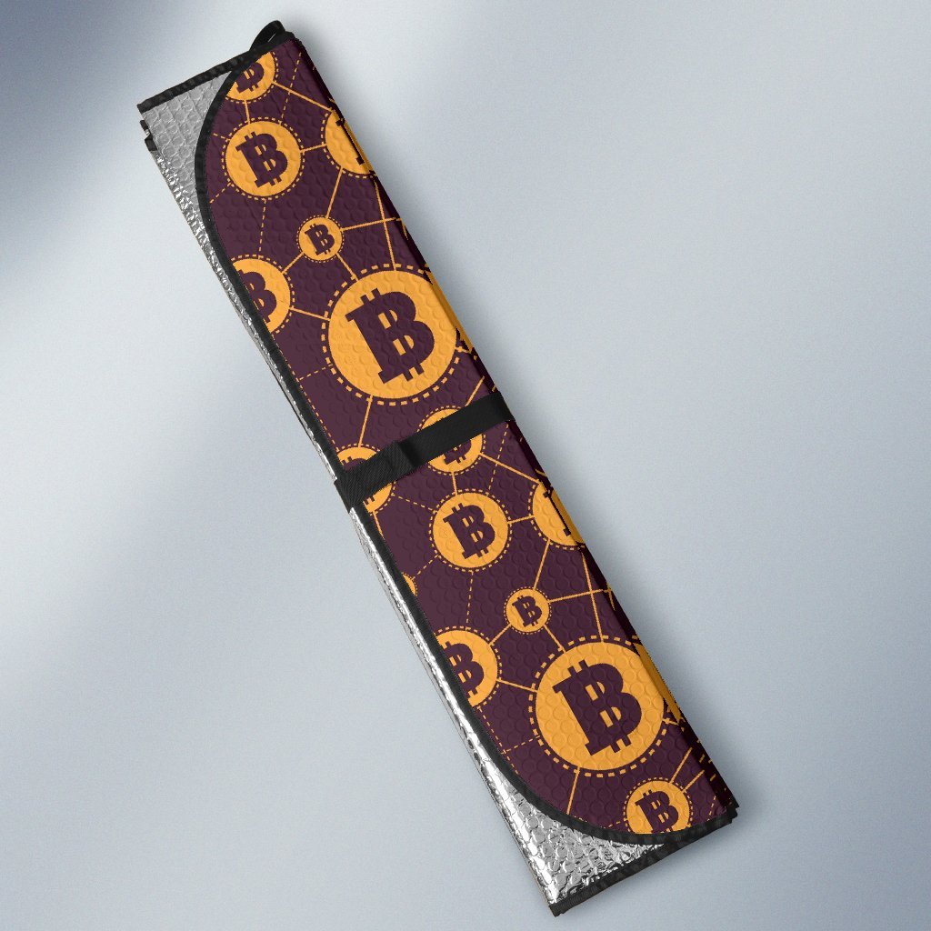 Cryptocurrency Bitcoin Pattern Print Car Sun Shade-grizzshop