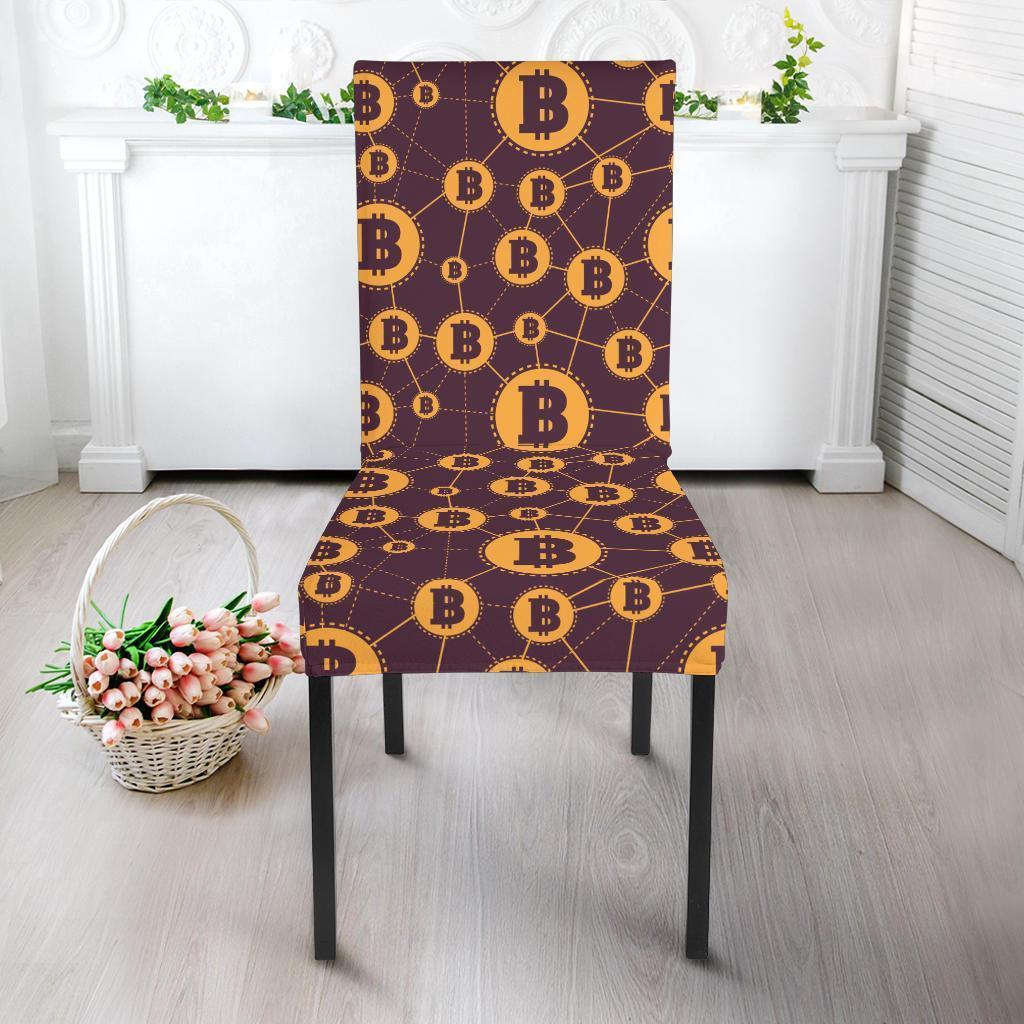 Cryptocurrency Bitcoin Pattern Print Chair Cover-grizzshop