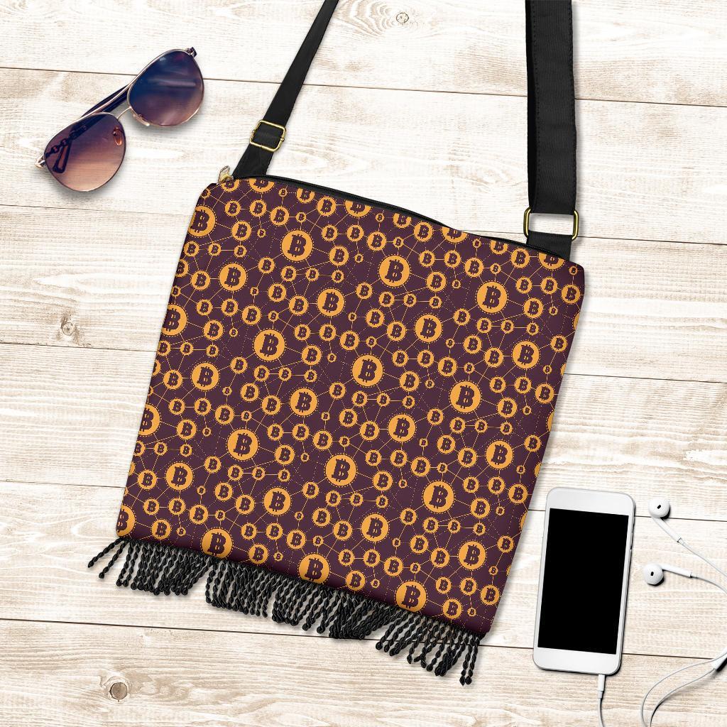 Cryptocurrency Bitcoin Pattern Print Crossbody Bags-grizzshop