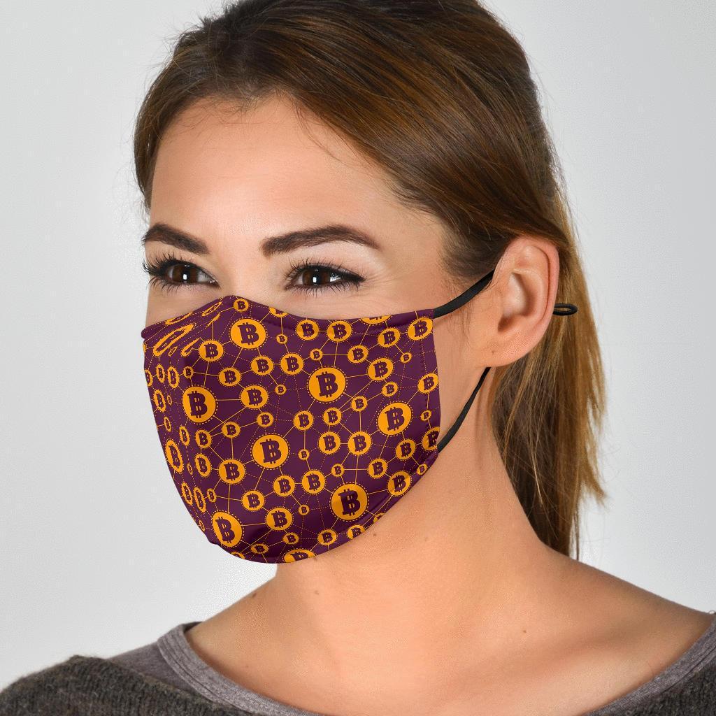 Cryptocurrency Bitcoin Pattern Print Face Mask-grizzshop