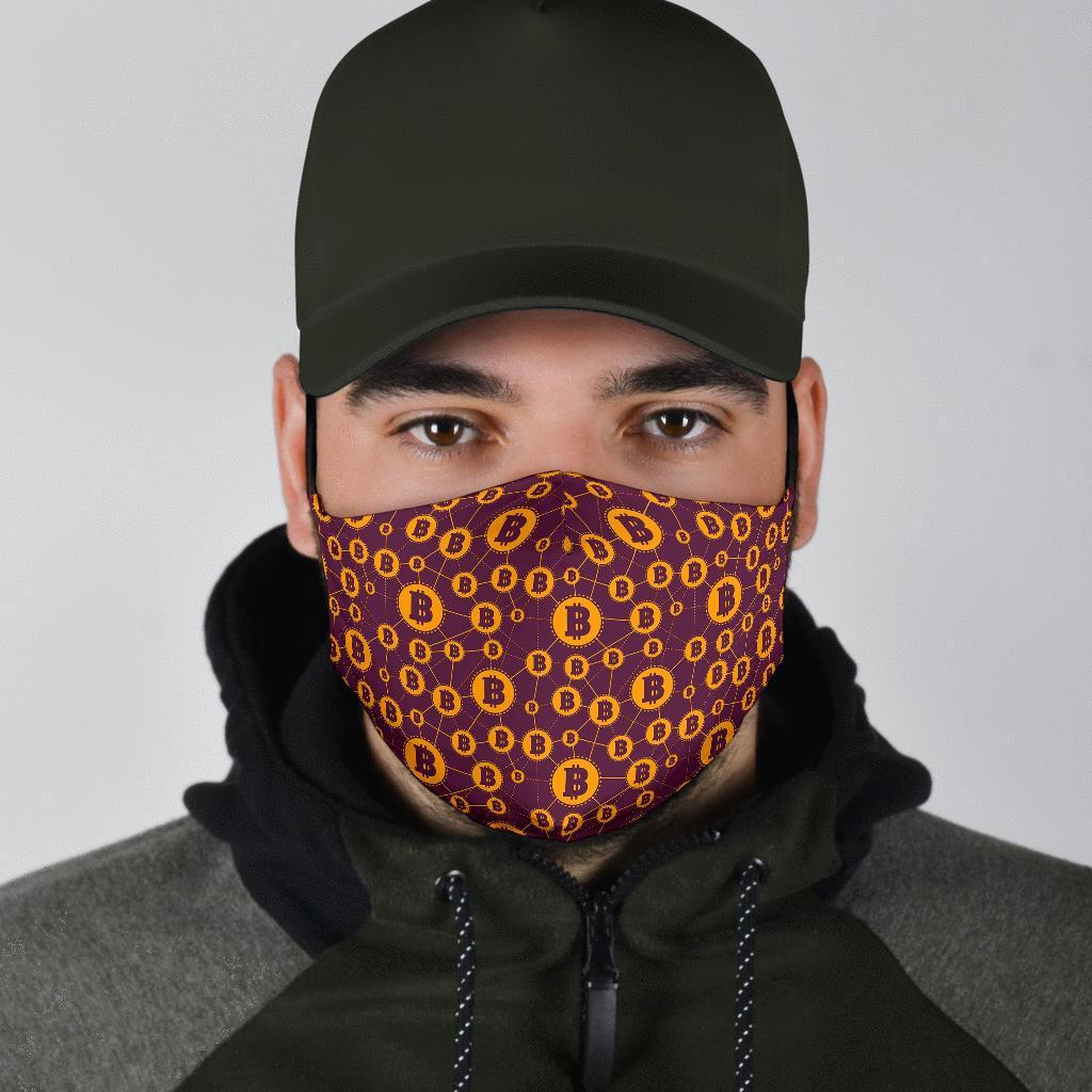 Cryptocurrency Bitcoin Pattern Print Face Mask-grizzshop