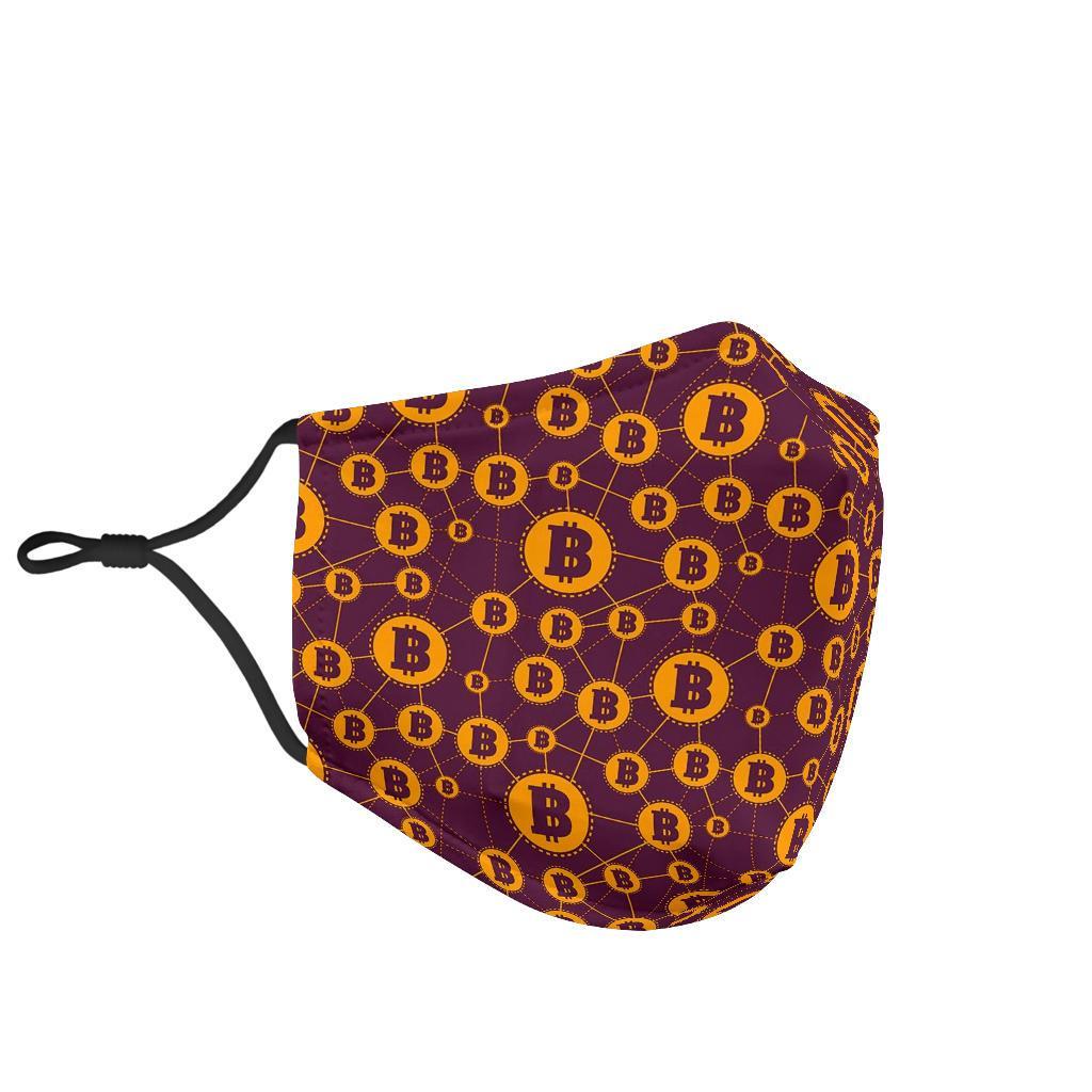 Cryptocurrency Bitcoin Pattern Print Face Mask-grizzshop