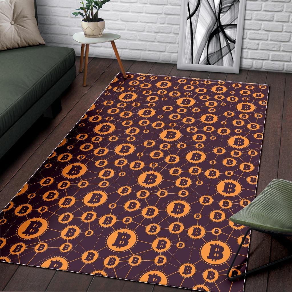 Cryptocurrency Bitcoin Pattern Print Floor Mat-grizzshop