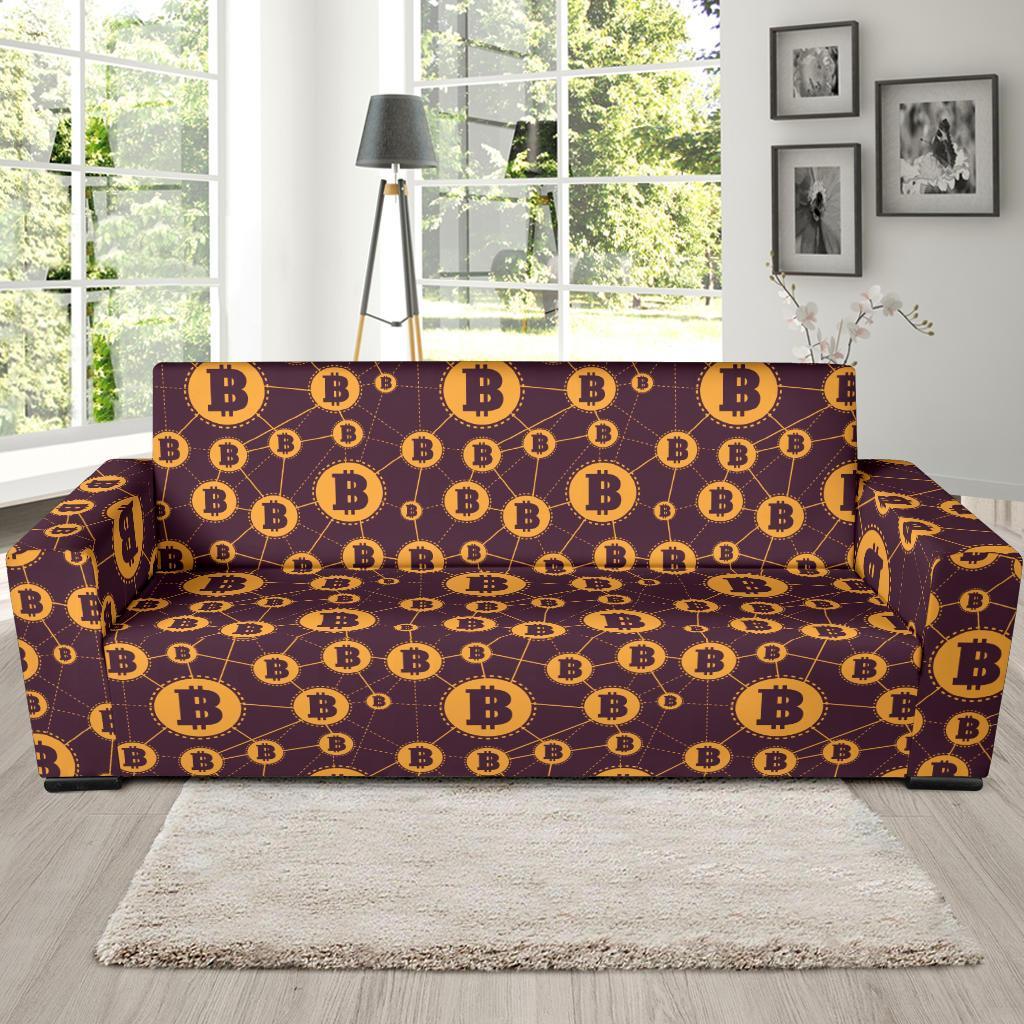 Cryptocurrency Bitcoin Pattern Print Sofa Covers-grizzshop