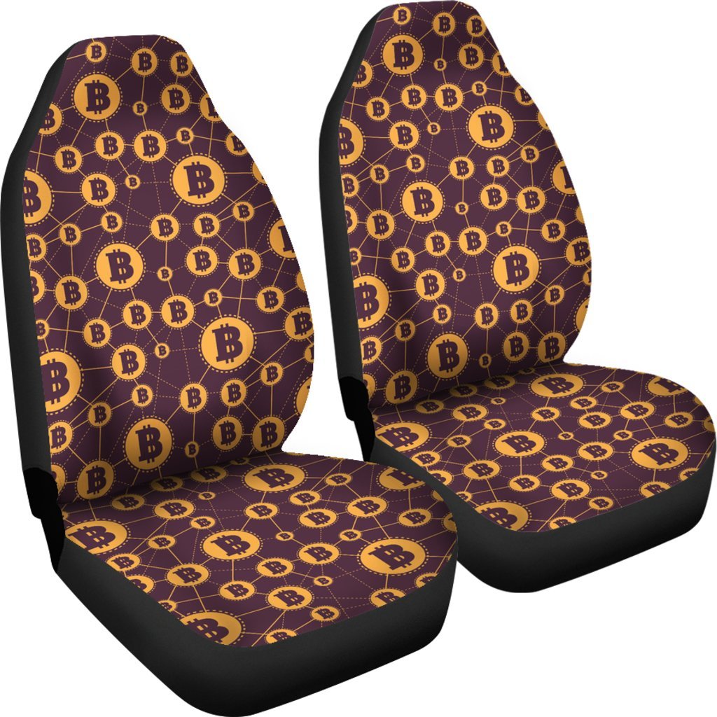 Cryptocurrency Bitcoin Pattern Print Universal Fit Car Seat Cover-grizzshop