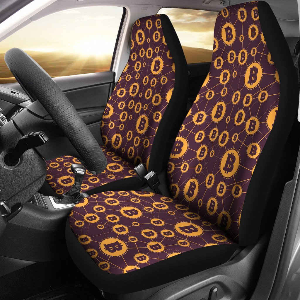 Cryptocurrency Bitcoin Pattern Print Universal Fit Car Seat Cover-grizzshop