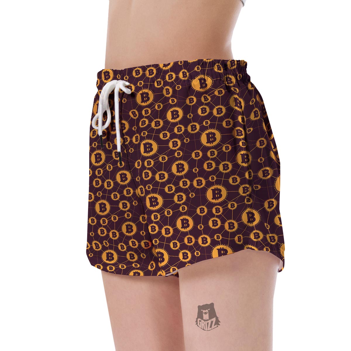 Cryptocurrency Bitcoin Pattern Print Women's Shorts-grizzshop