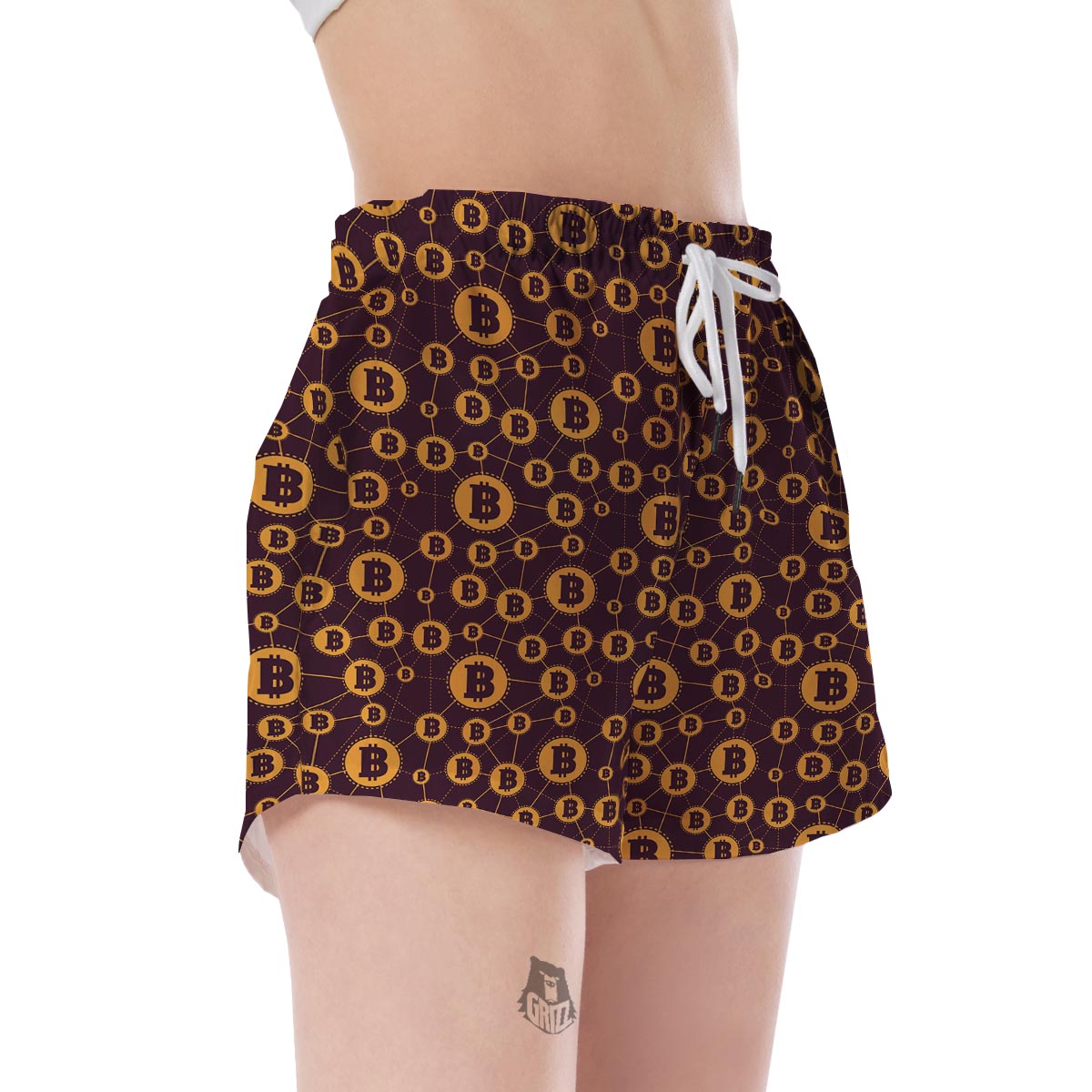 Cryptocurrency Bitcoin Pattern Print Women's Shorts-grizzshop