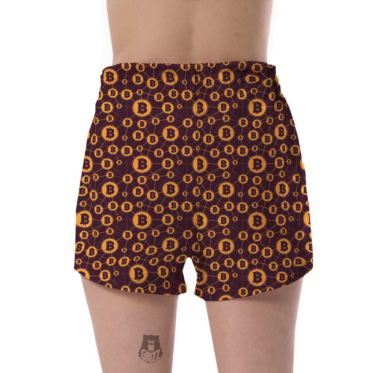 Cryptocurrency Bitcoin Pattern Print Women's Shorts-grizzshop