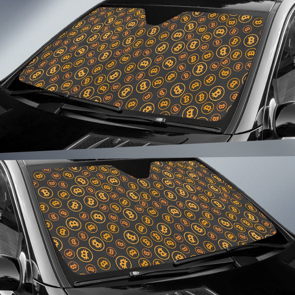Cryptocurrency Bitcoin Print Pattern Car Sun Shade-grizzshop