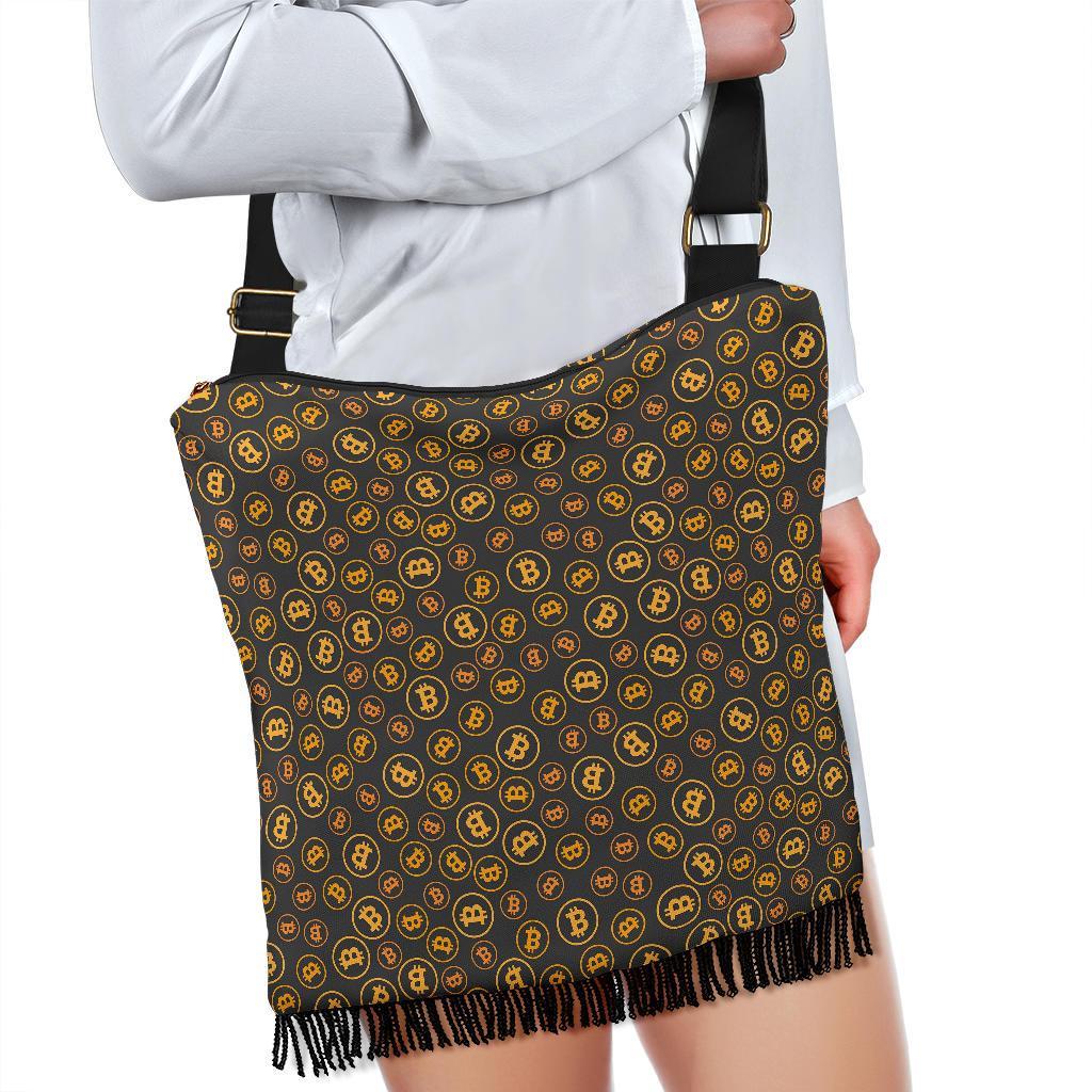 Cryptocurrency Bitcoin Print Pattern Crossbody Bags-grizzshop