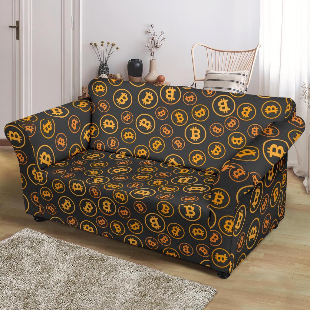 Cryptocurrency Bitcoin Print Pattern Loveseat Cover-grizzshop