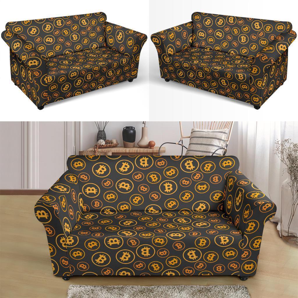 Cryptocurrency Bitcoin Print Pattern Loveseat Cover-grizzshop