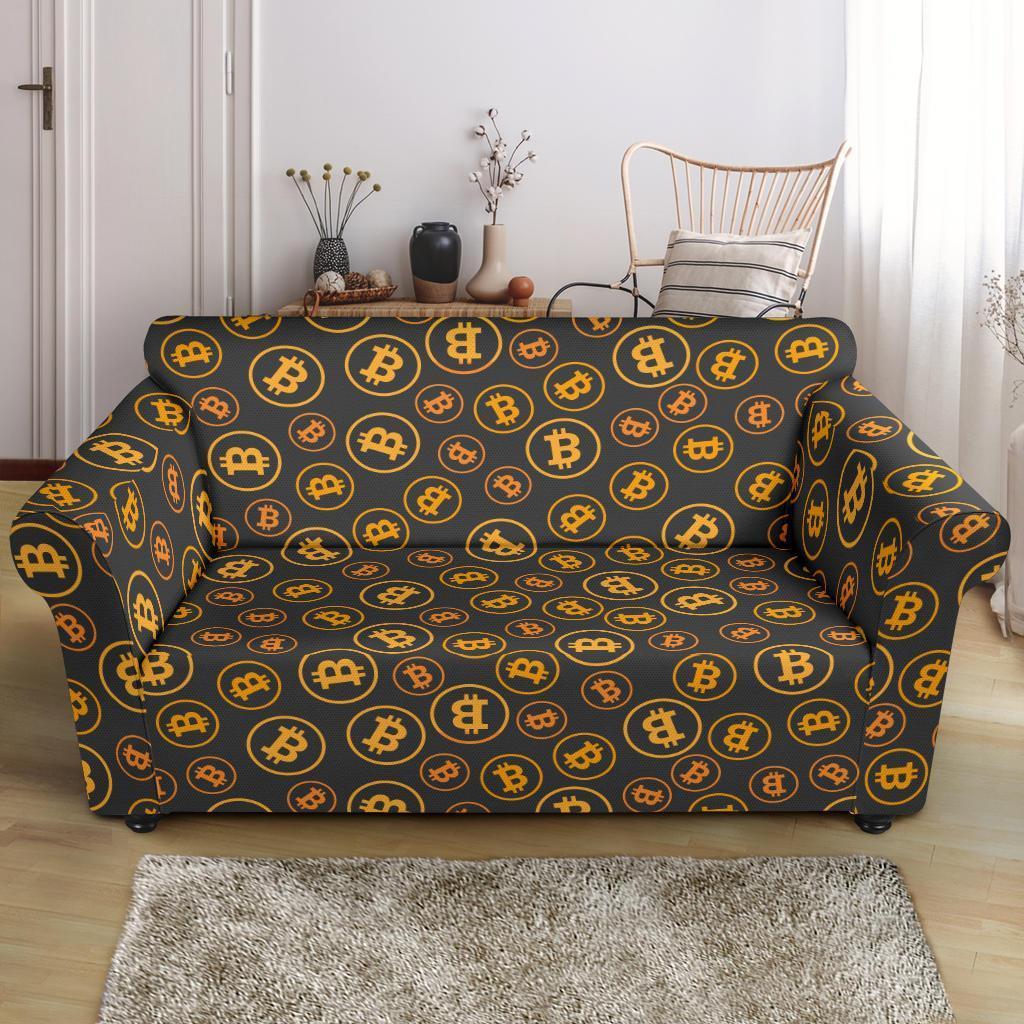 Cryptocurrency Bitcoin Print Pattern Loveseat Cover-grizzshop