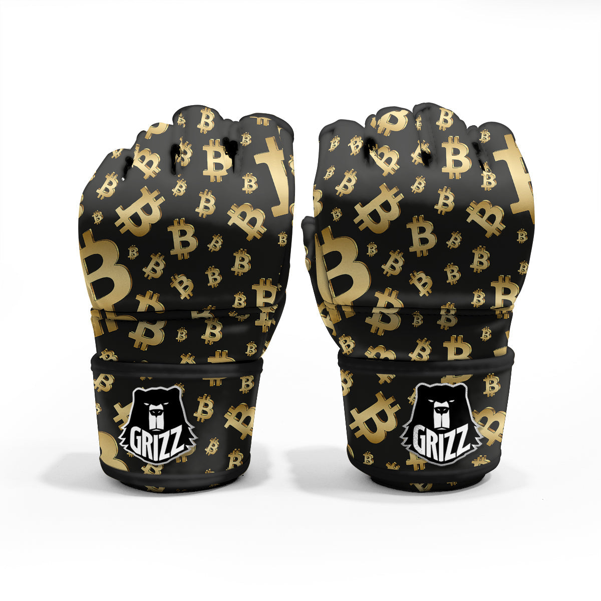 Cryptocurrency Bitcoin Print Pattern MMA Gloves-grizzshop