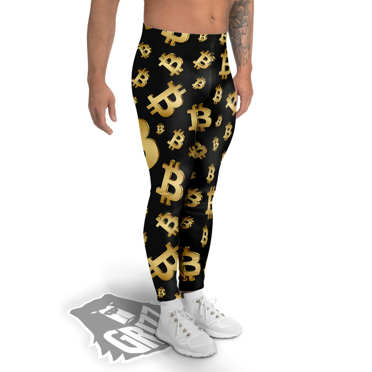 Cryptocurrency Bitcoin Print Pattern Men's Leggings-grizzshop