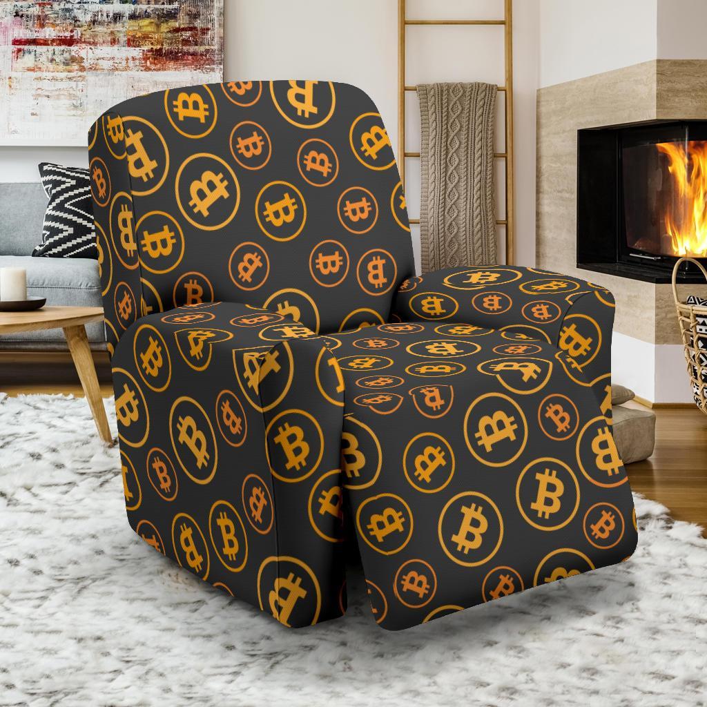 Cryptocurrency Bitcoin Print Pattern Recliner Cover-grizzshop