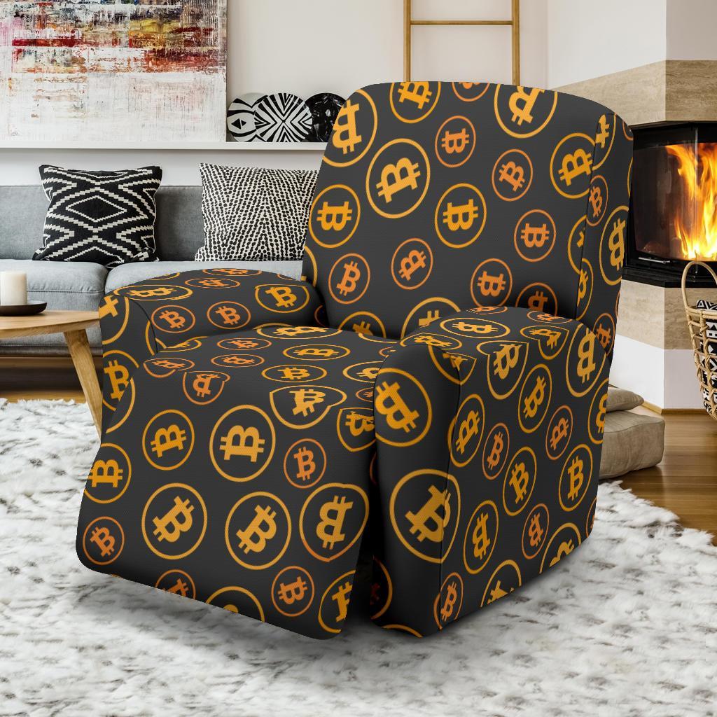 Cryptocurrency Bitcoin Print Pattern Recliner Cover-grizzshop