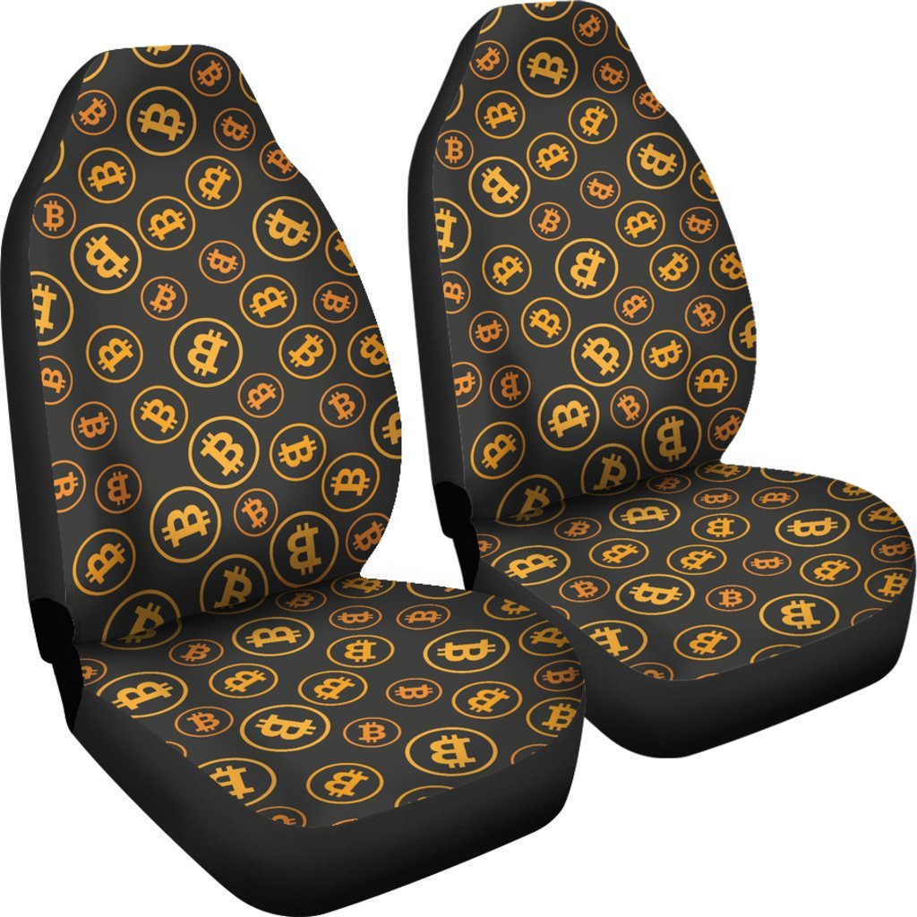 Cryptocurrency Bitcoin Print Pattern Universal Fit Car Seat Cover-grizzshop