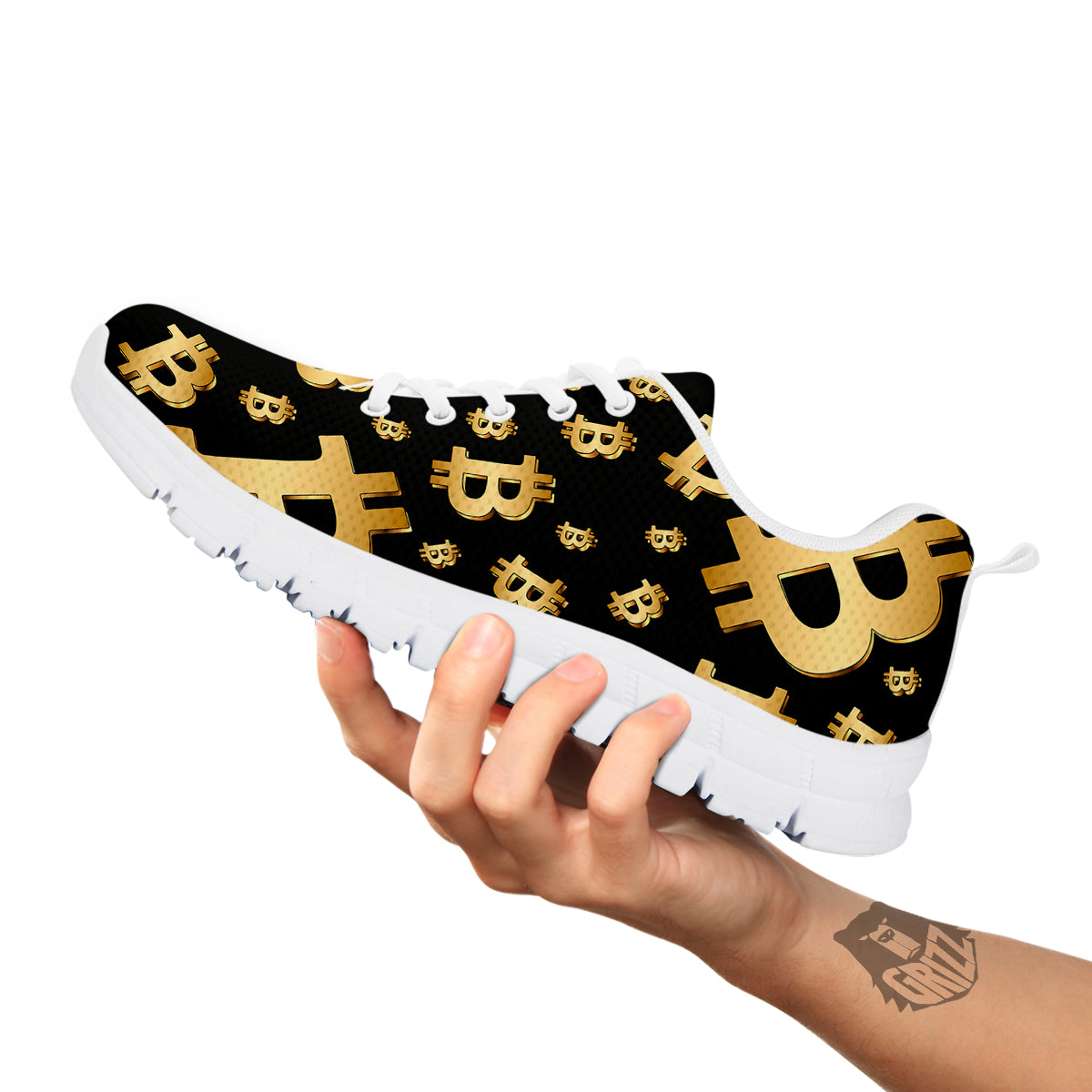 Cryptocurrency Bitcoin Print Pattern White Sneaker-grizzshop