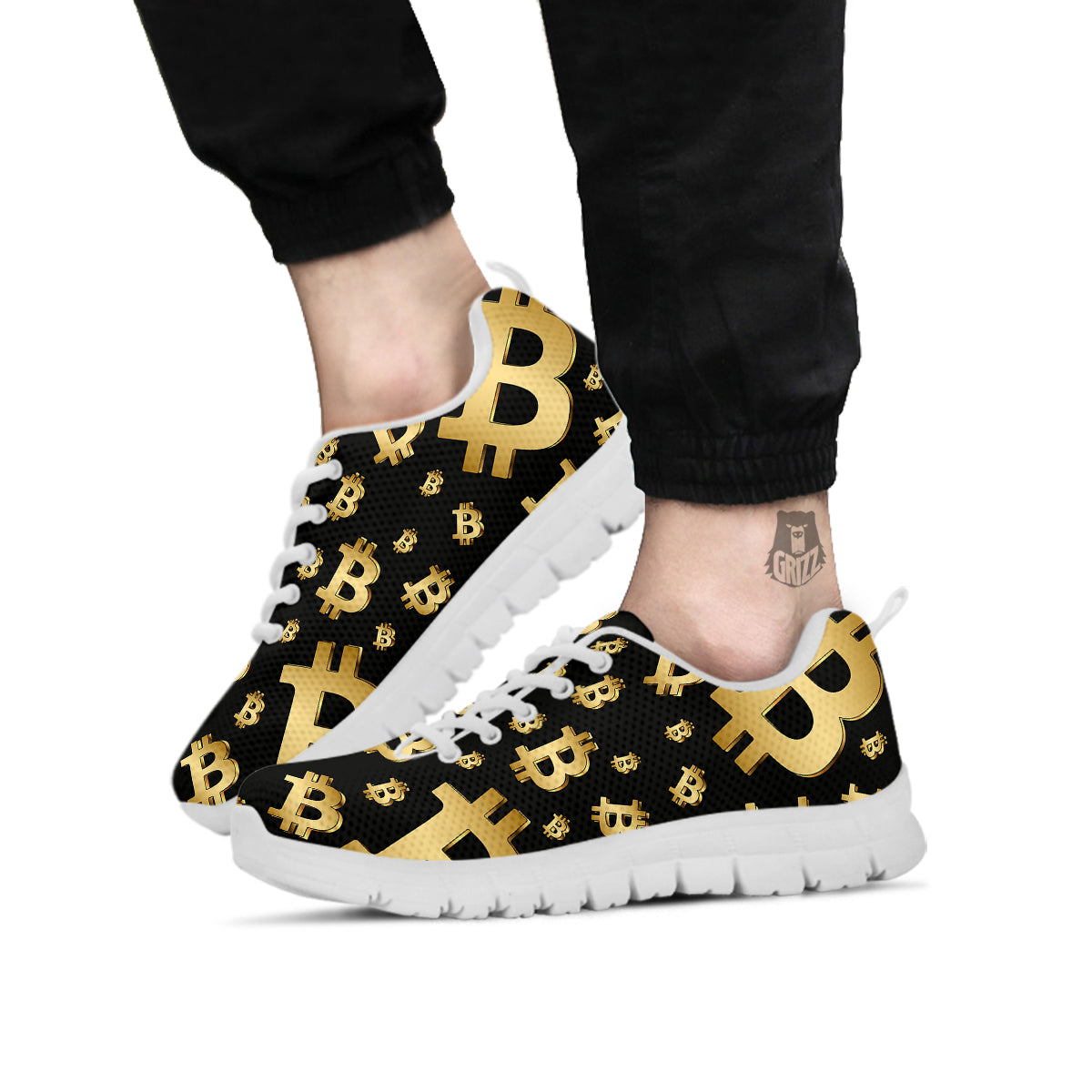 Cryptocurrency Bitcoin Print Pattern White Sneaker-grizzshop