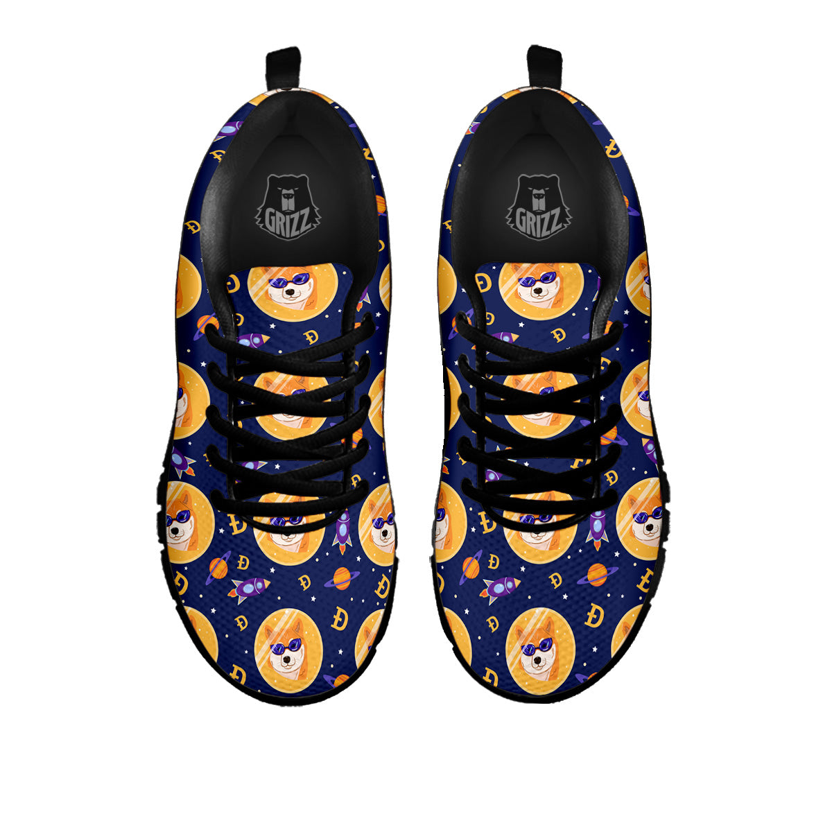 Cryptocurrency Shiba Print Pattern Black Sneaker-grizzshop