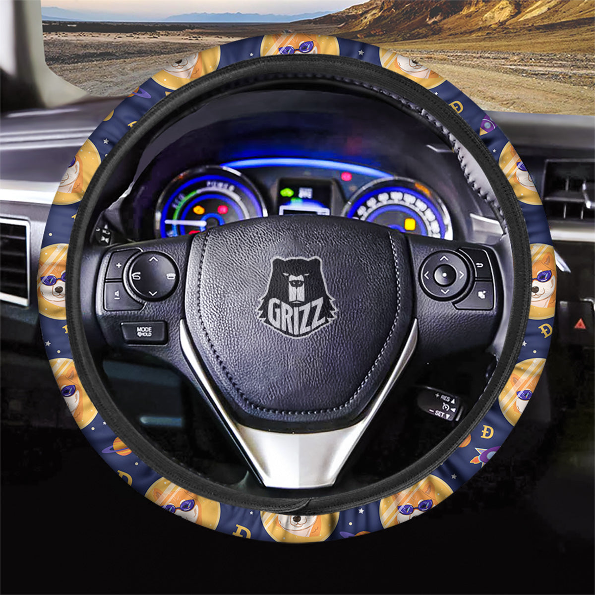 Cryptocurrency Shiba Print Pattern Car Steering Wheel Cover-grizzshop
