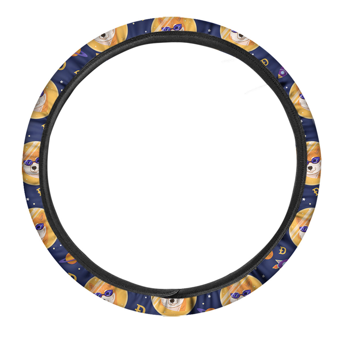 Cryptocurrency Shiba Print Pattern Car Steering Wheel Cover-grizzshop