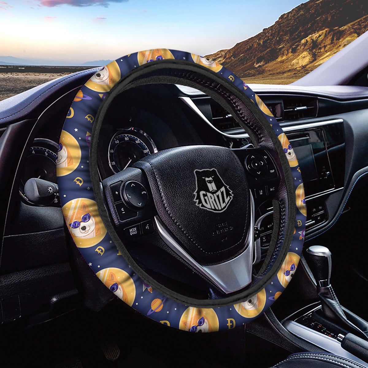 Cryptocurrency Shiba Print Pattern Car Steering Wheel Cover-grizzshop