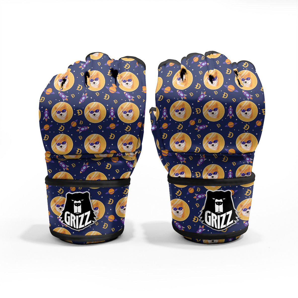 Cryptocurrency Shiba Print Pattern MMA Gloves-grizzshop