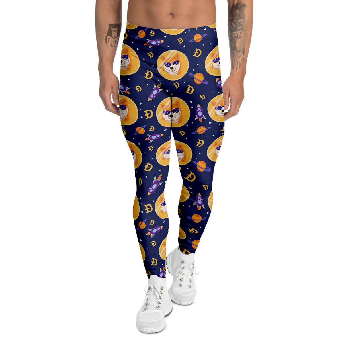 Cryptocurrency Shiba Print Pattern Men's Leggings-grizzshop