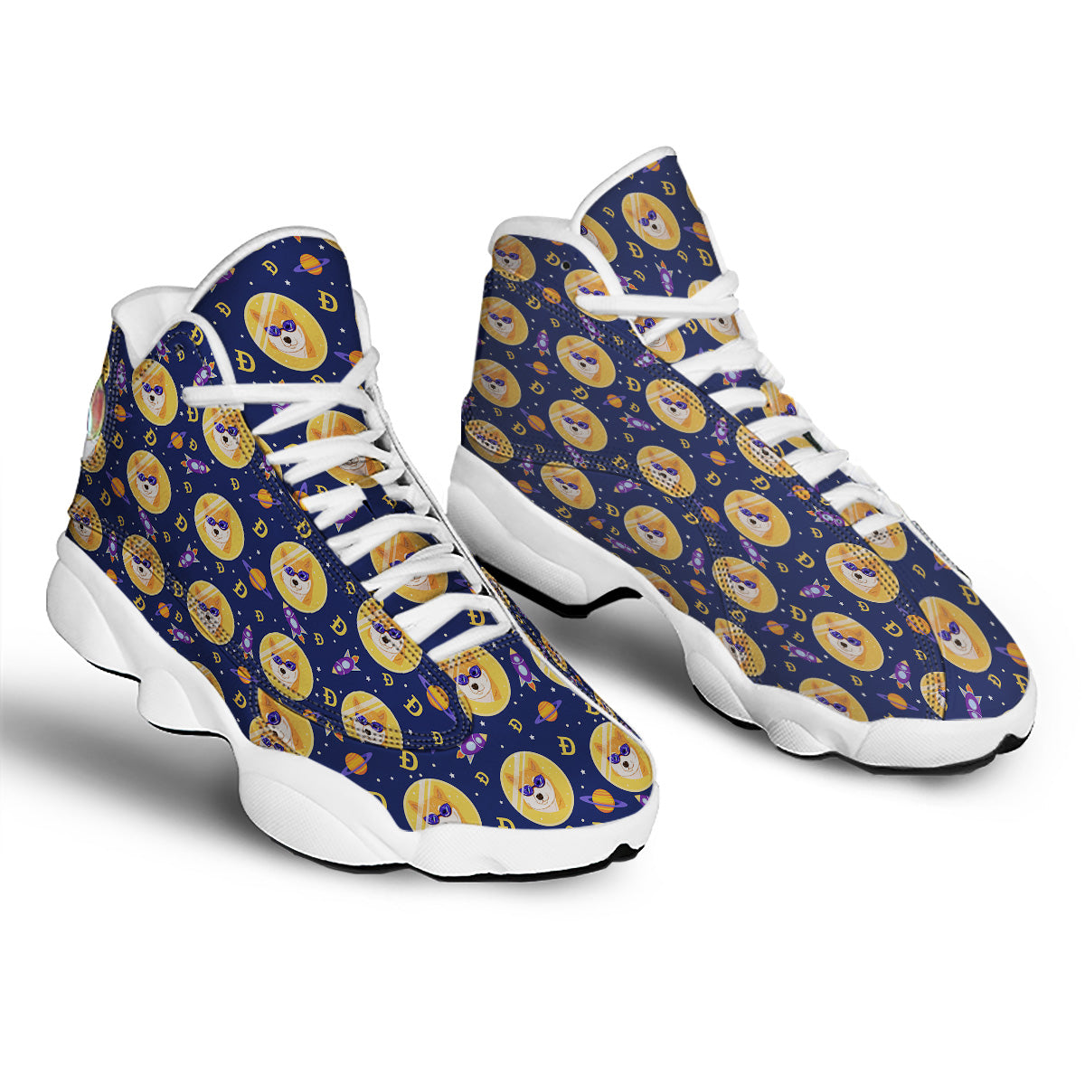 Cryptocurrency Shiba Print Pattern White Basketball Shoes-grizzshop