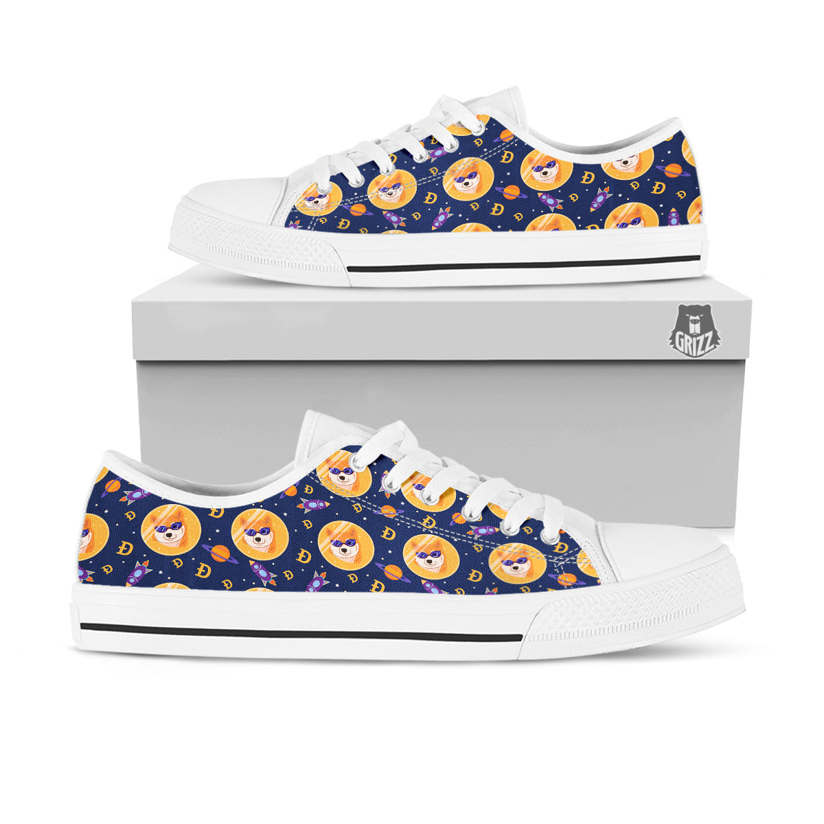 Cryptocurrency Shiba Print Pattern White Low Top Shoes-grizzshop