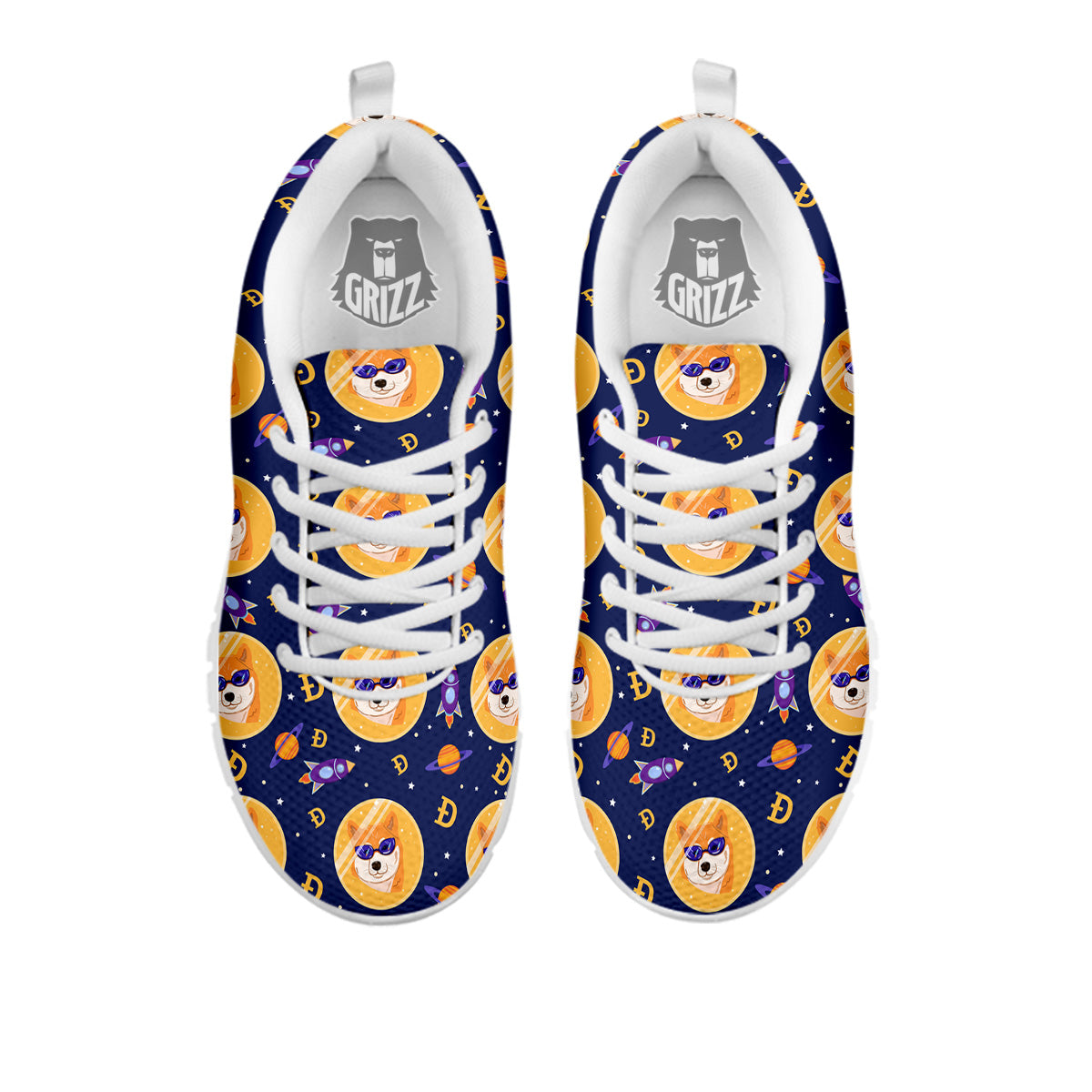 Cryptocurrency Shiba Print Pattern White Sneaker-grizzshop