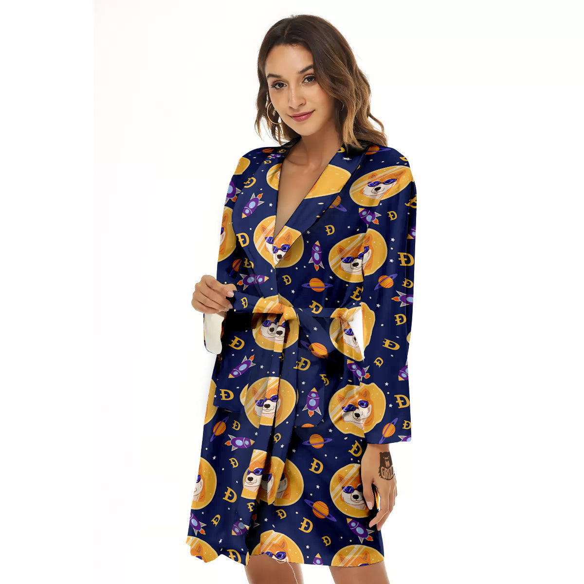 Cryptocurrency Shiba Print Pattern Women's Robe-grizzshop