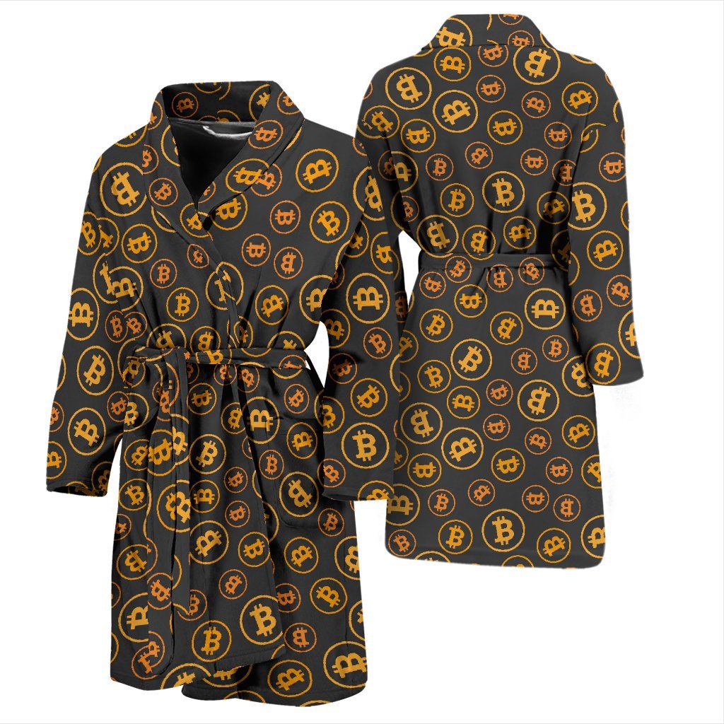 Cryptocurrency Bitcoin Print Pattern Men Long Robe-grizzshop