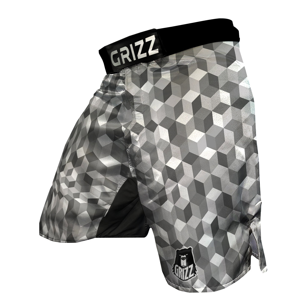 Cube Geometric Shape White Print Pattern MMA Shorts-grizzshop