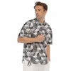 Cube Geometric Shape White Print Pattern Men's Short Sleeve Shirts-grizzshop